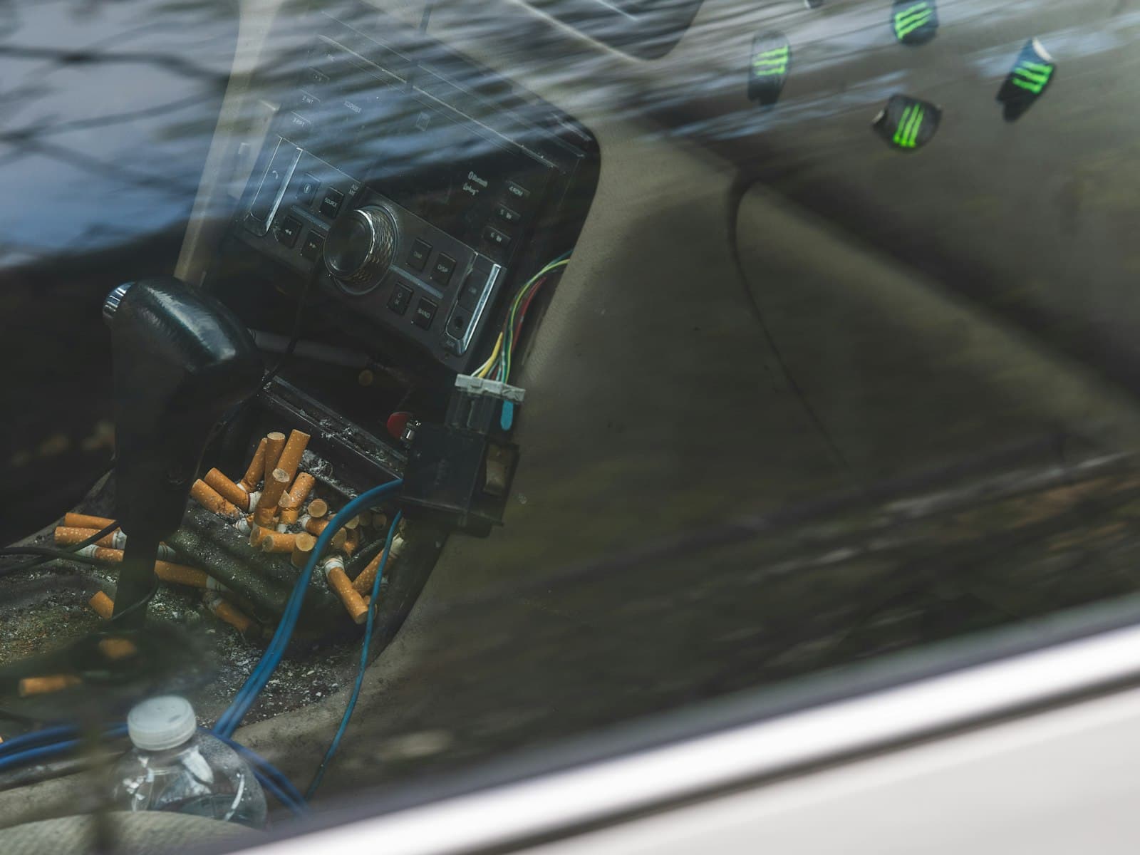 Car interior before cleaning — placeholder image